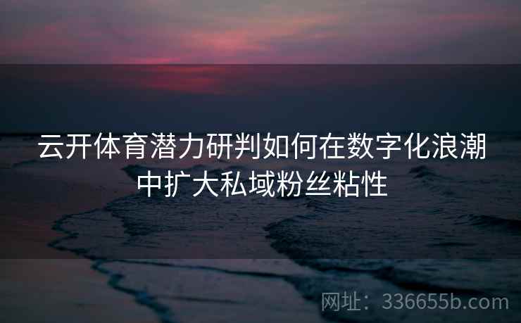 云开体育潜力研判如何在数字化浪潮中扩大私域粉丝粘性