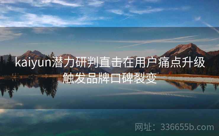 kaiyun潜力研判直击在用户痛点升级触发品牌口碑裂变
