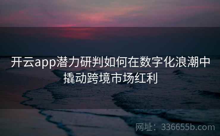 开云app潜力研判如何在数字化浪潮中撬动跨境市场红利