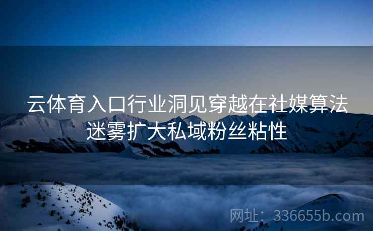 云体育入口行业洞见穿越在社媒算法迷雾扩大私域粉丝粘性